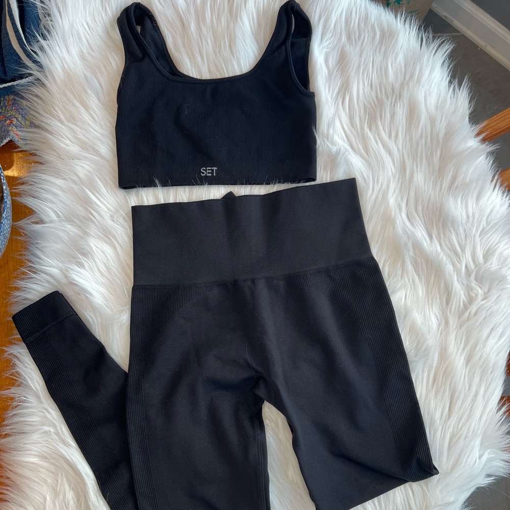 Black Set Active Sculptflex Box Bra and Leggings Set